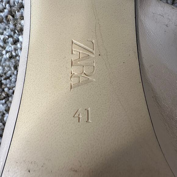 ZARA Women's Leather Block Heel Mules Size 41/U - Picture 9 of 10